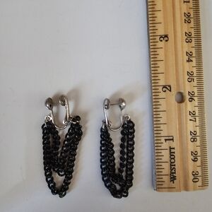 Celebrity Vintage 1970s Black Chain Earrings